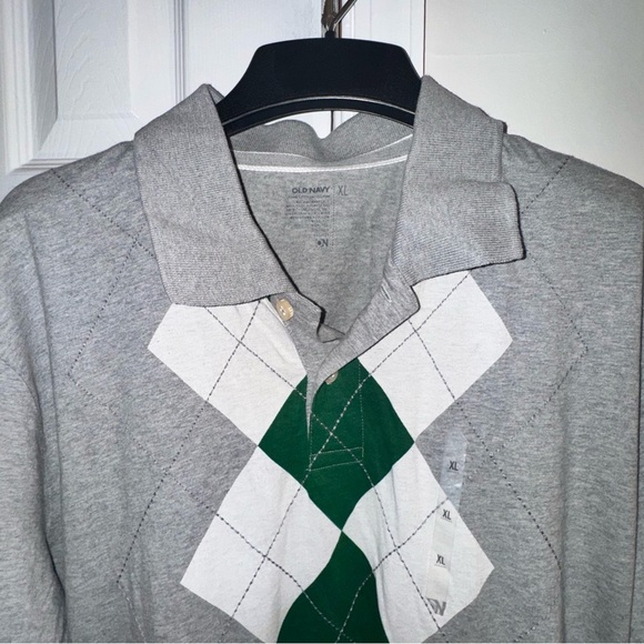 Old Navy Other - Old Navy Men's XL Gray Green White Argyle Polo Shirt  Preppy Aesthetic NWOT